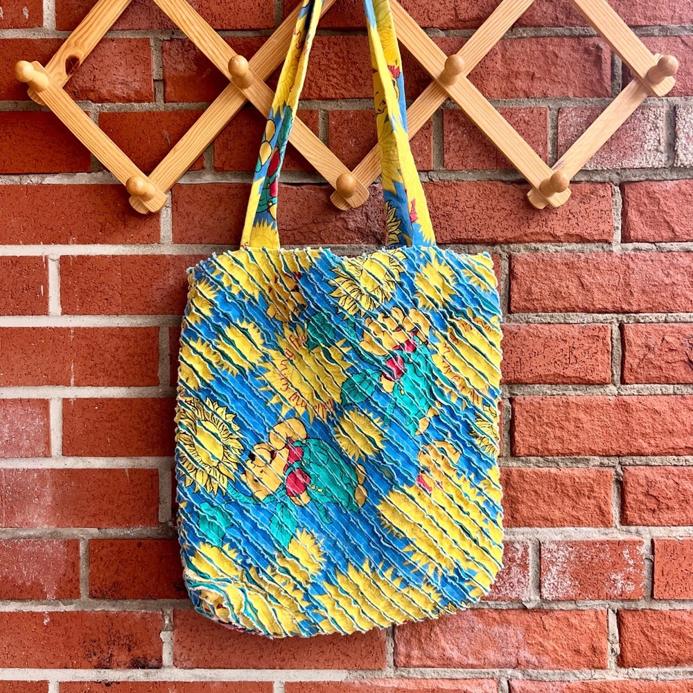 Handmade Winnie the Pooh Tote Bag Blue and Yellow